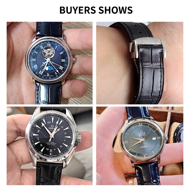 ل أوميغا Speedmaster كوكبة سلسلة R228 141 الصلبة الفولاذ المقاوم للصدأ للطي مشبك جلد طبيعي حزام الساعات 18 19 20 مللي متر #3