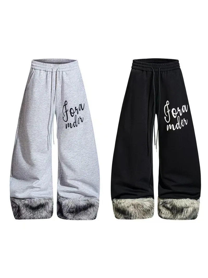 

Уличная одежда, готическая мода, повседневные флисовые брюки, женские спортивные штаны, осенне-зимний тренд в стиле хип-хоп, широкие брюки, свободные брюки