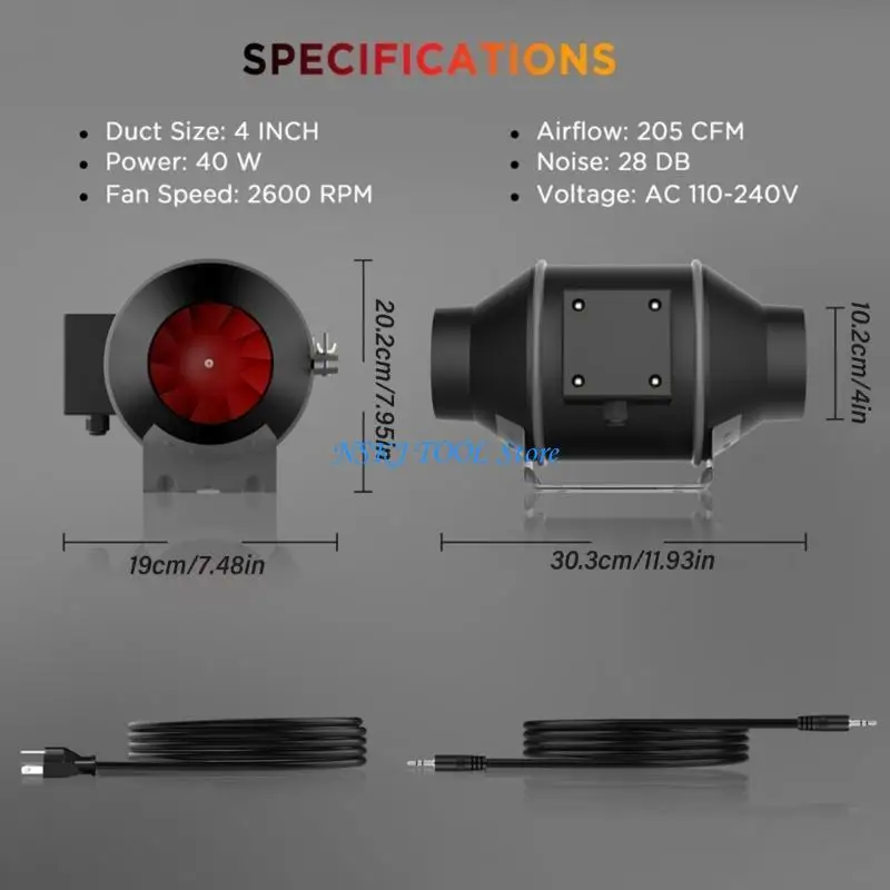 L8RC 4/6 بوصة AC100-240V تدفق التهوية مروحة العادم مراوح المنزل مضمنة الأنابيب النازع التهوية للاحتباس الحراري #5