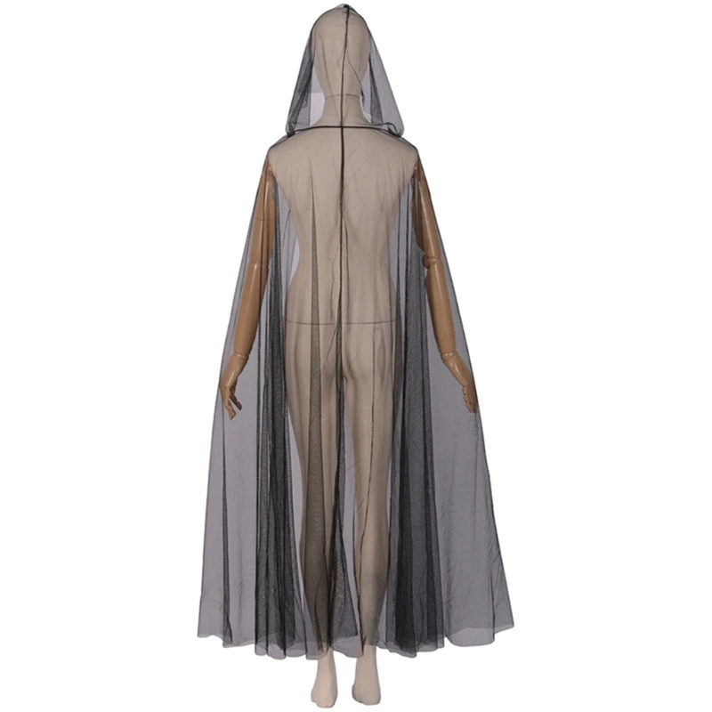 

Black Hooded Cape Cloak Medieval Cloak Hooded Cape Wizard Witch Cloak Halloween Costumes H7EF