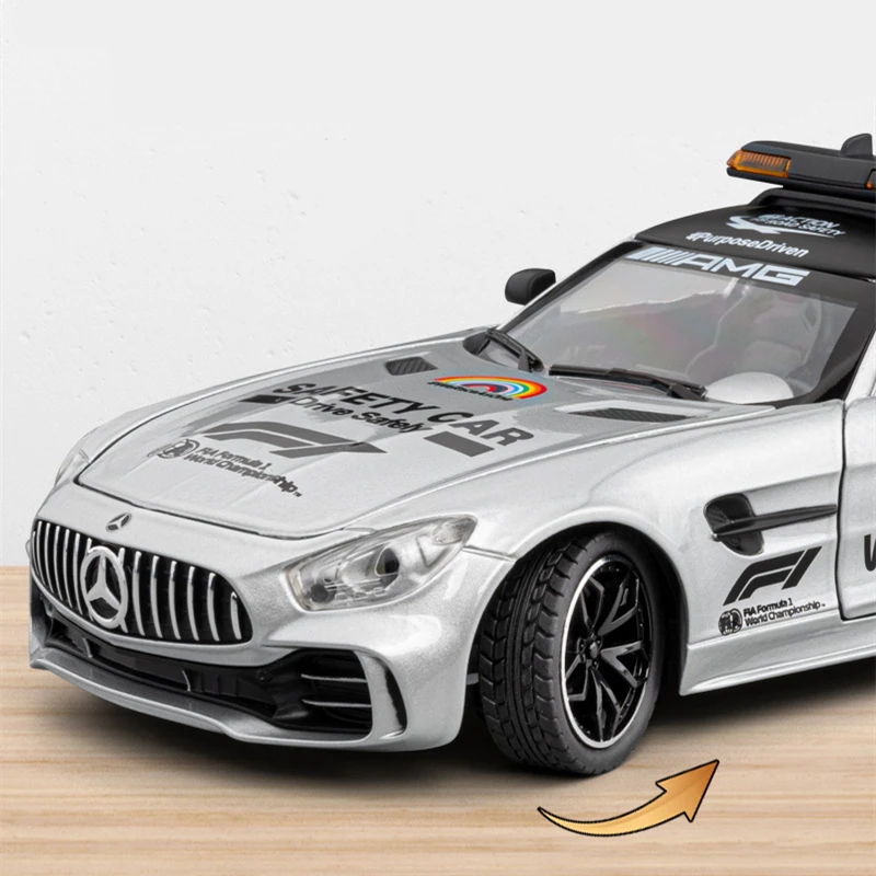 1/24 Benzs-GT GTR Alloy Sports Safety Car Model Diecasts Metal Toy Race Medical Rescue Vehicles Model Sound and Light Kids Gifts