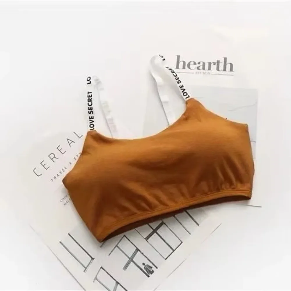 Casual Training Bras Cotton Detachable Padded Seamless Bra Letter Printing Fitness Ladies Intimates for Teeange Toddler Girls