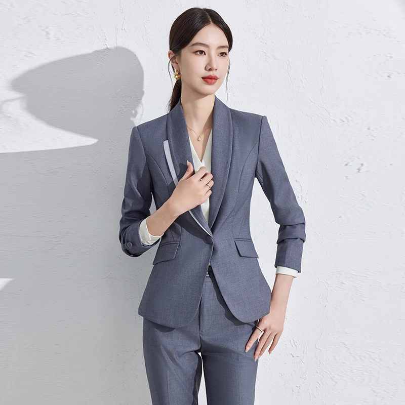 

High Quality Fabric Formal Professional Pantsuits Blazers Career Interview Trousers Sets for Women Business Office Work Wear Set