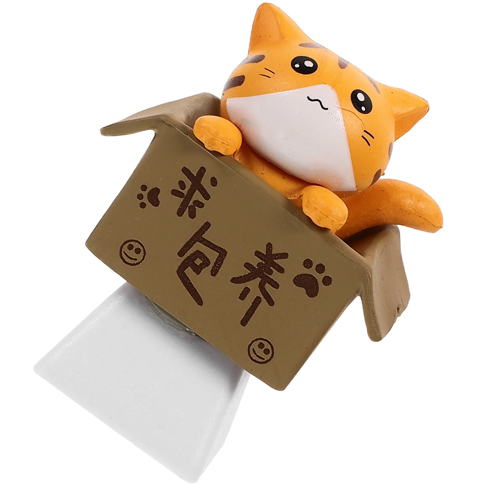 Adorable Cat in Box R4 Profile Keycap Custom DIY Mechanical Keyboard Caps Decoration Replacement Key Caps for Gaming Gift