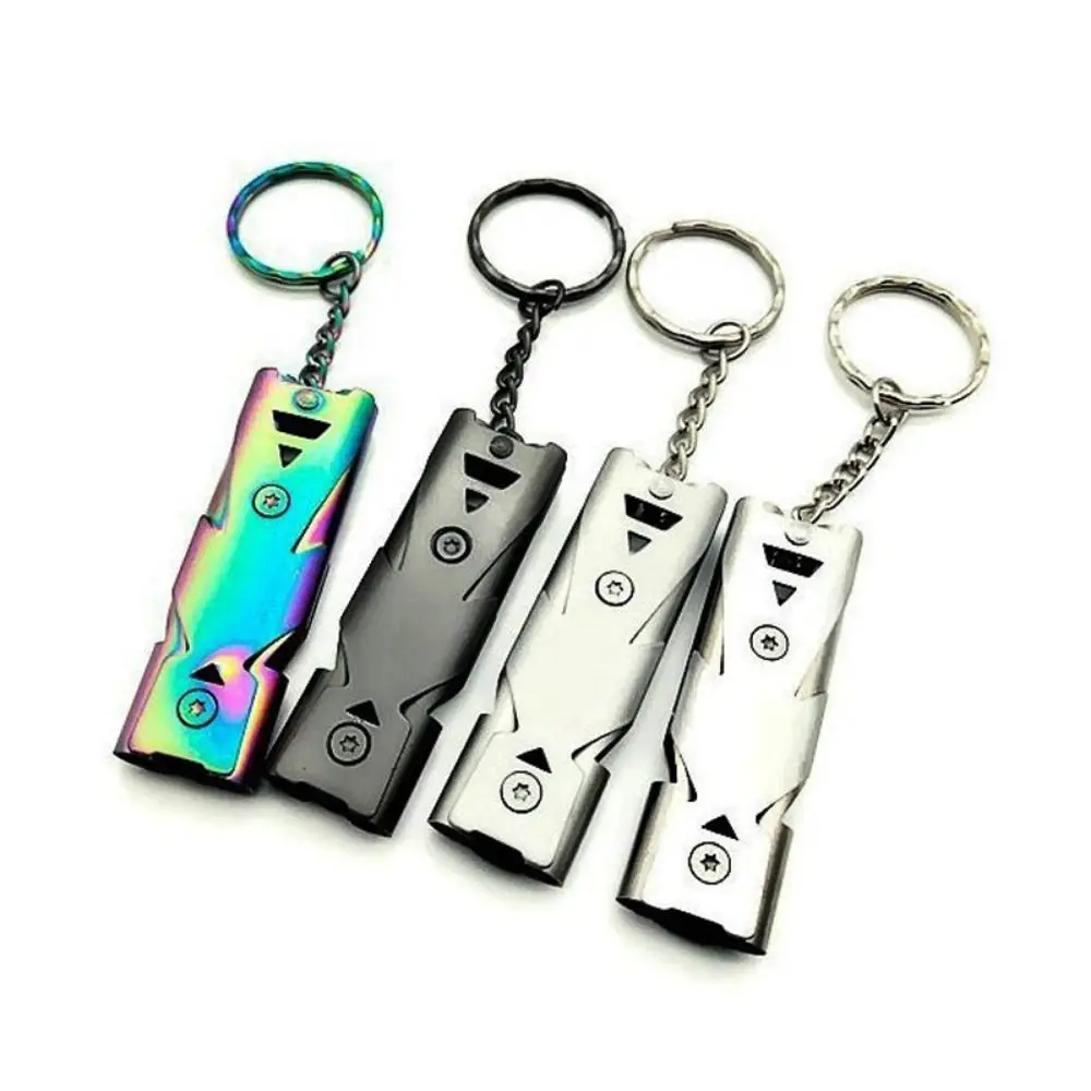 

New Titanium/Stainless Steel High Decibel Whistle Portable 6 Colors Double Pipe Whistle Camping Hiking Tool Outdoor Tool