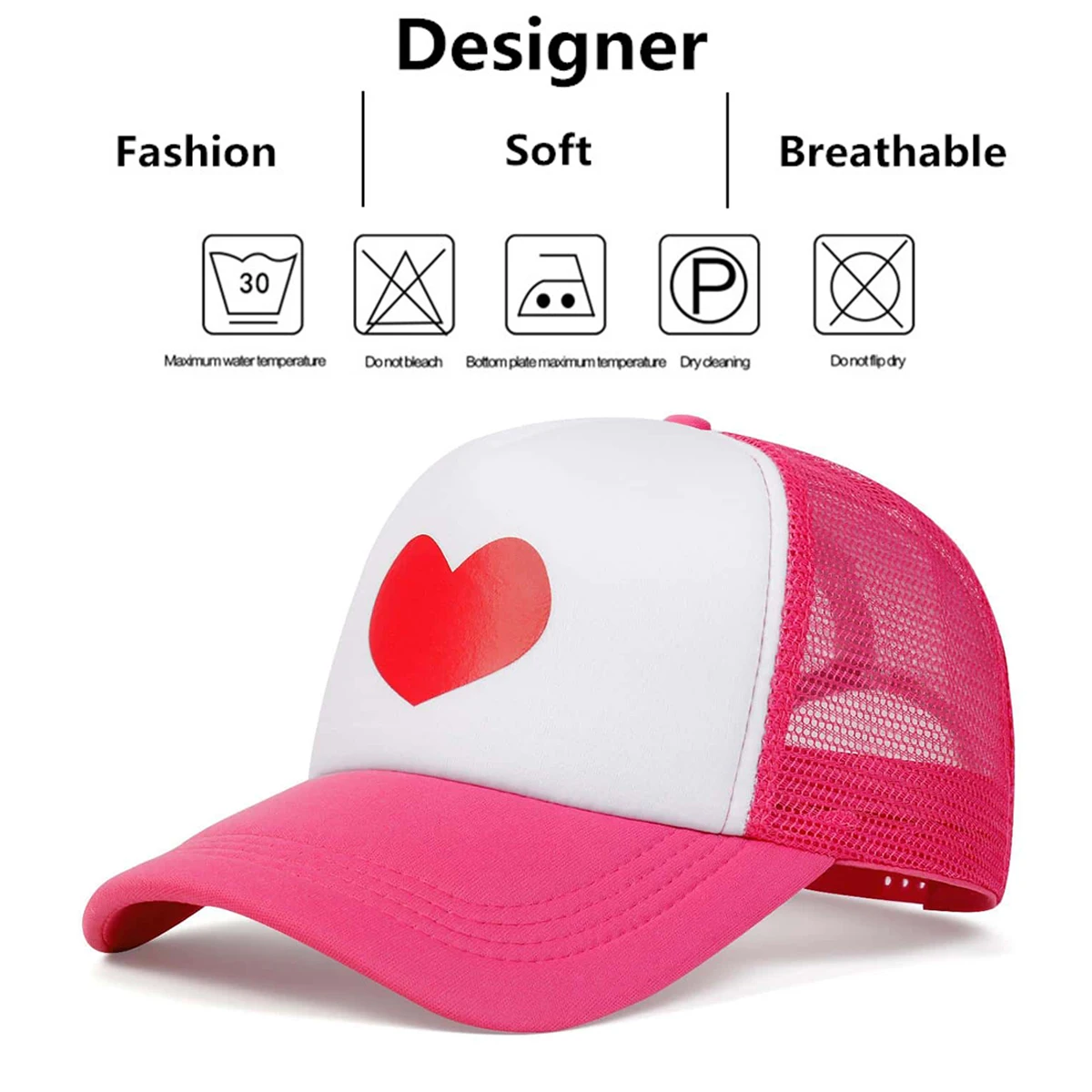 Unisex Love Printing Rose Red Baseball Net Caps Spring and Summer Outdoor Adjustable Casual Hats Sunscreen Hat