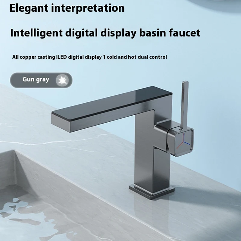 

Basin Faucet Digital Display Faucets Atmosphere Light Hot & Cold Water Single Handle Deck Mounted Tap Brass Material