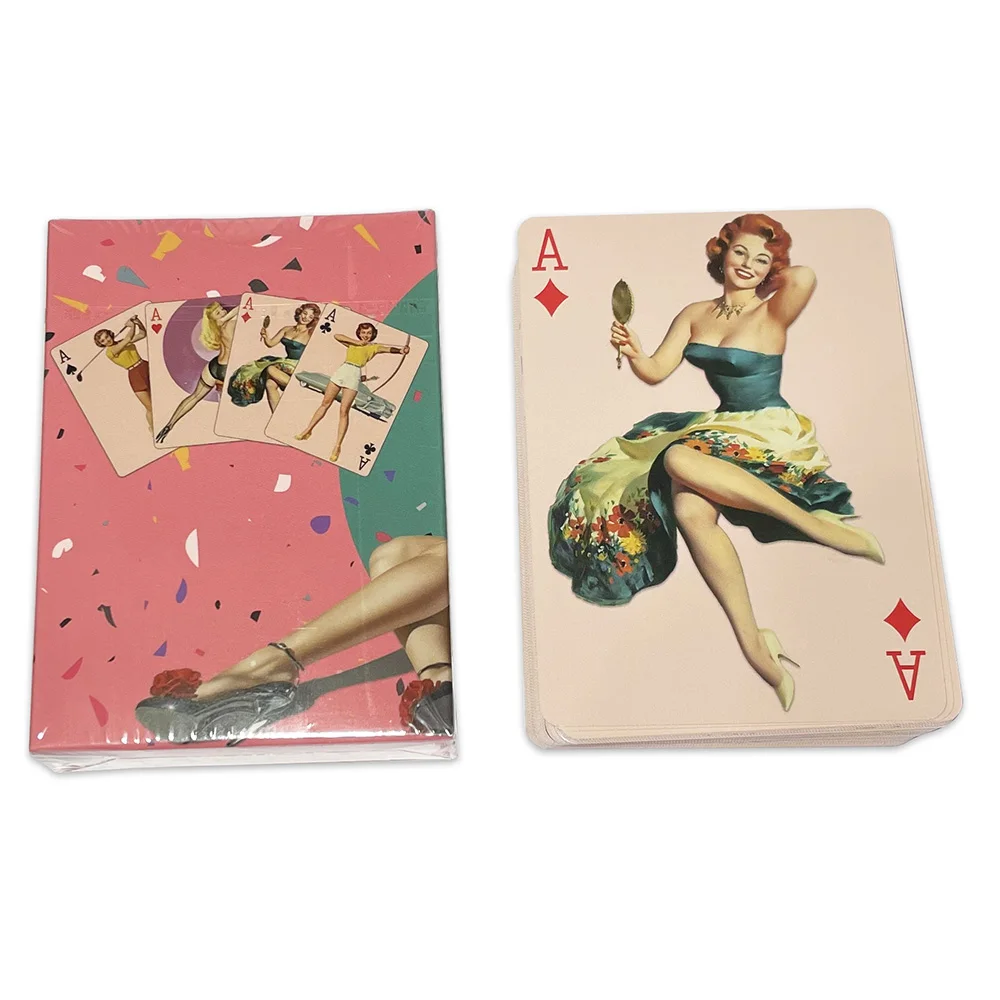 Pin Up Girls Game 55 Cards All Different Vintage Retro Classic Beautiful Cute Girls Card Collection Playing Cards Poker Deck