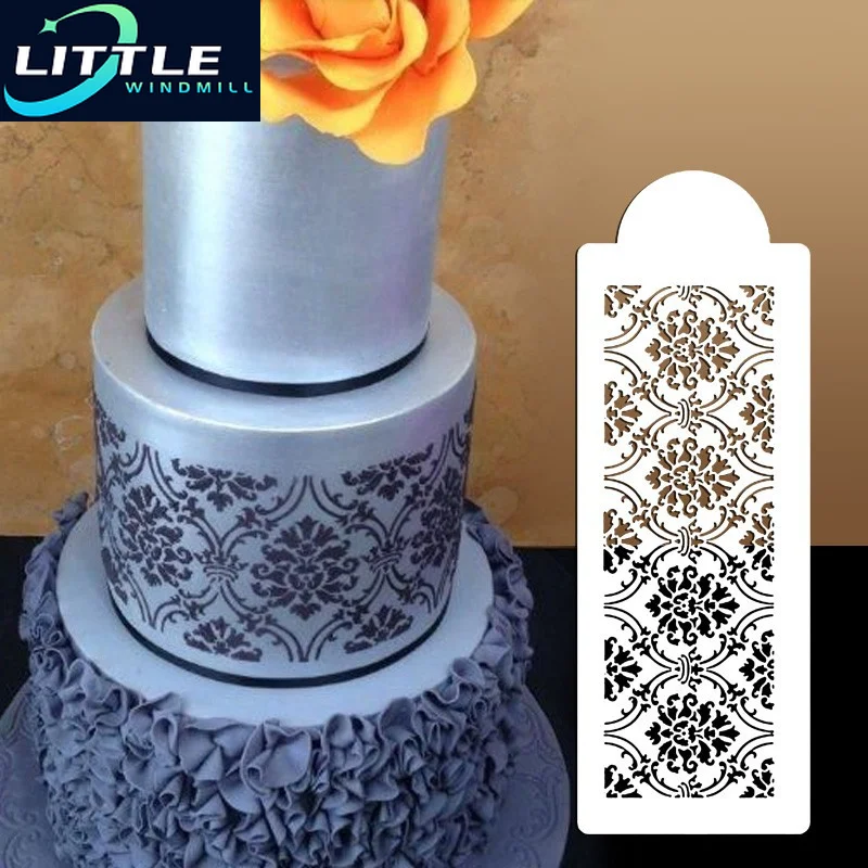 Cake Decorating Tool Damask Lace Border Side Cupcake Stencil Sugarcraft Decoration Mould Baking Kitchen Accessories