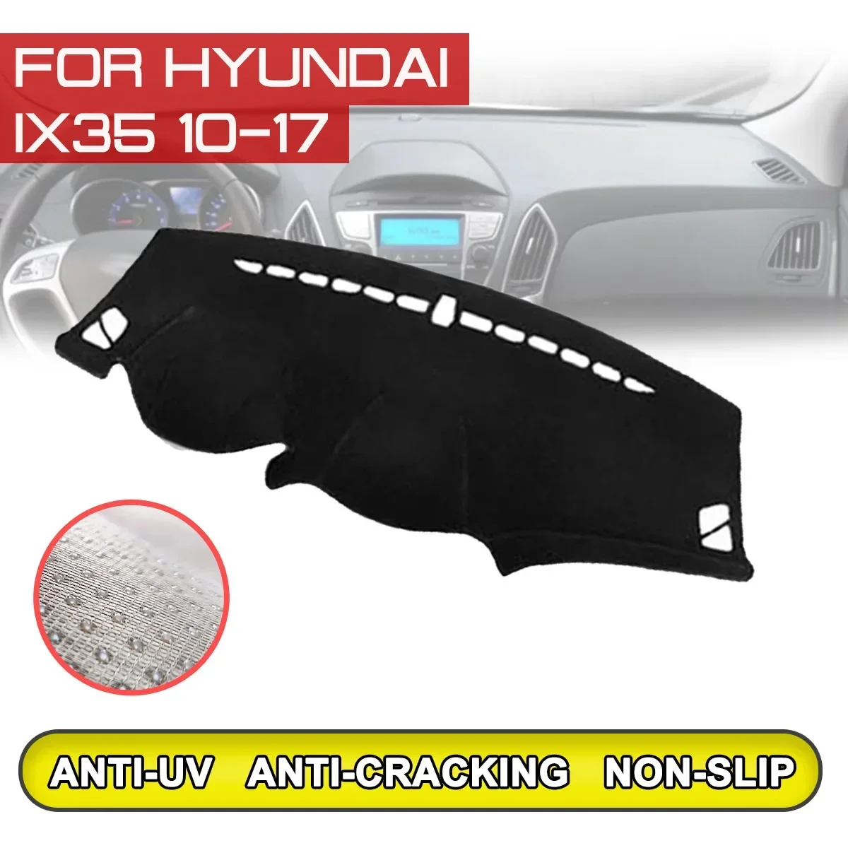 Car Dashboard Mat for Hyundai ix35 2010 2011 2012 2013 2014 2015-2017 Anti-dirty Non-slip Dash Cover Mat UV Protection Shade