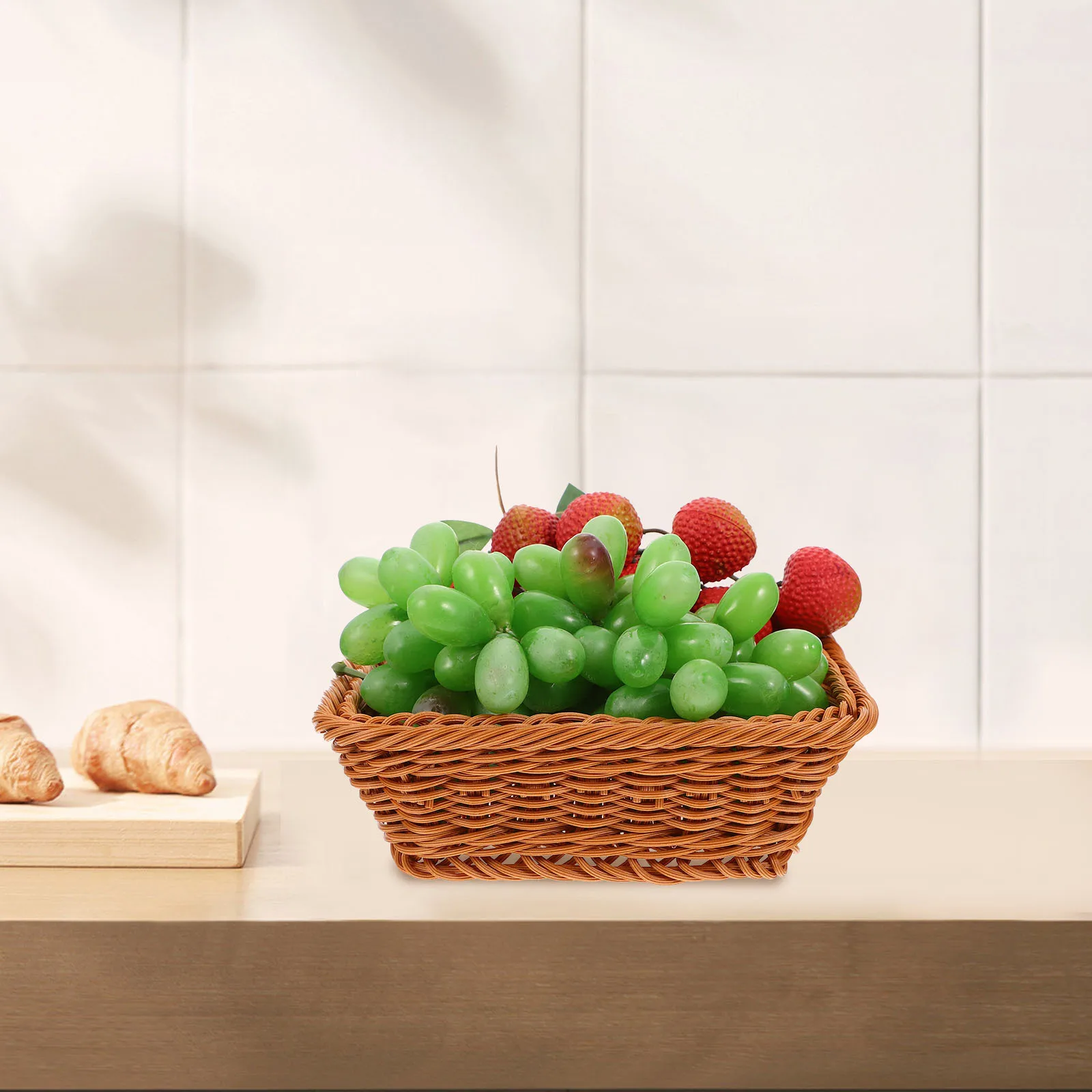 

3Pcs Imitation Woven Storage Basket Fruit Holder Kitchen Basket Decorative Home Storage Organizer for Fruits Snacks Candies
