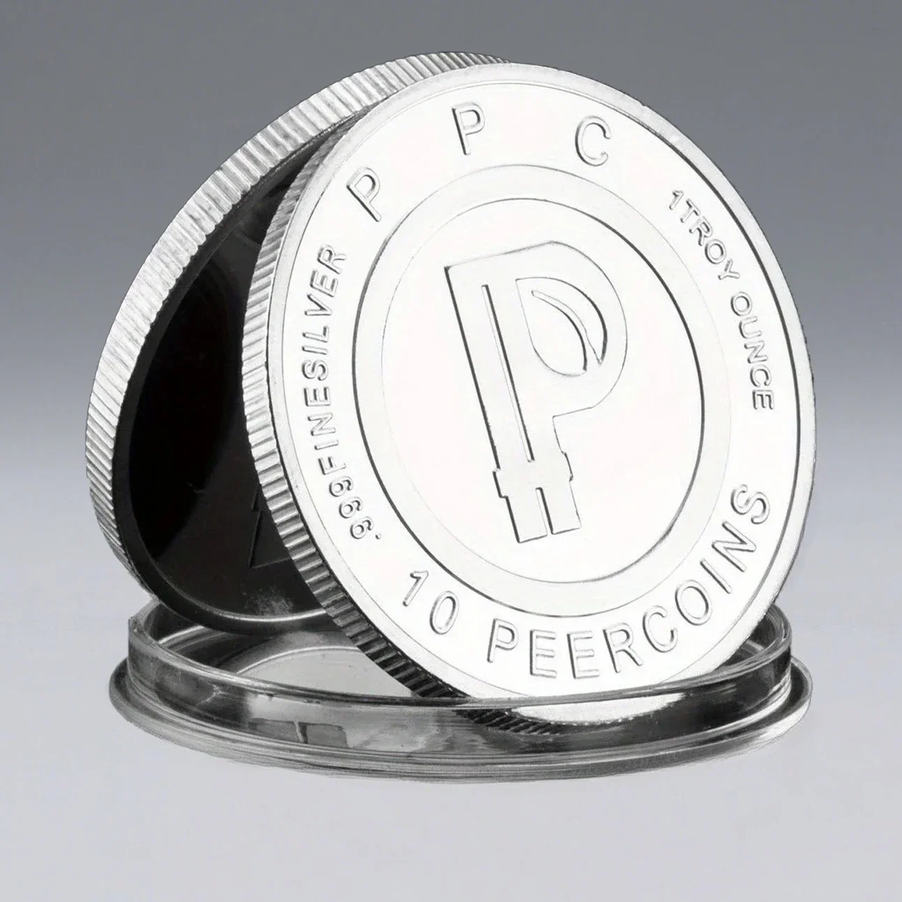 Silver Plated Peercoin Crypto Currency Souvenir Coin Non-currency Physical Virtual Commemorative Coin