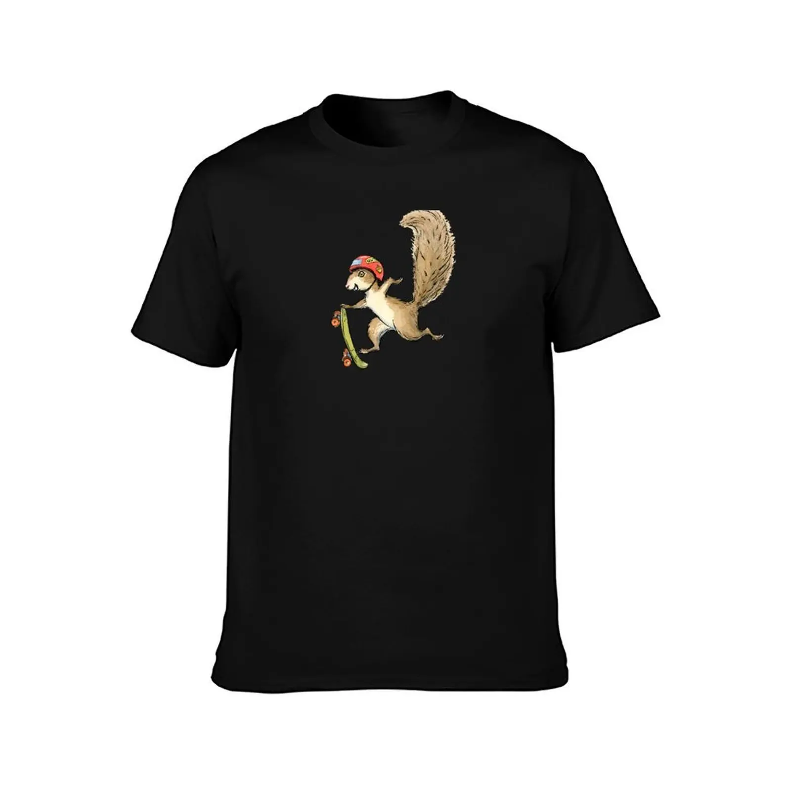 Skater Squirl, Skateboarding Squirrel Design T-Shirt, Summer Casual Cotton Tee, Oversized Streetwear Tops, Vintage Graphic Print