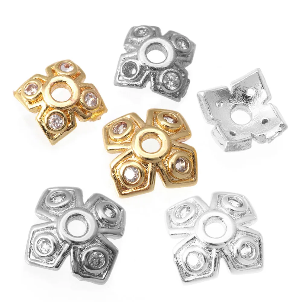 

10 шт., 6 мм, 8 мм, 18-каратное золото, латунь и циркон, бусины, колпачки, высокое качество, ожерелье, серьги, ювелирные аксессуары, принадлежности для изготовления