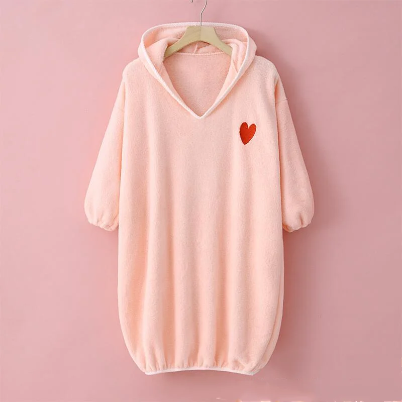 HOT girl pajamas nightdress bath towel spring autumn mid-length hoodie child kawaii fashion new style casual homewear clothing