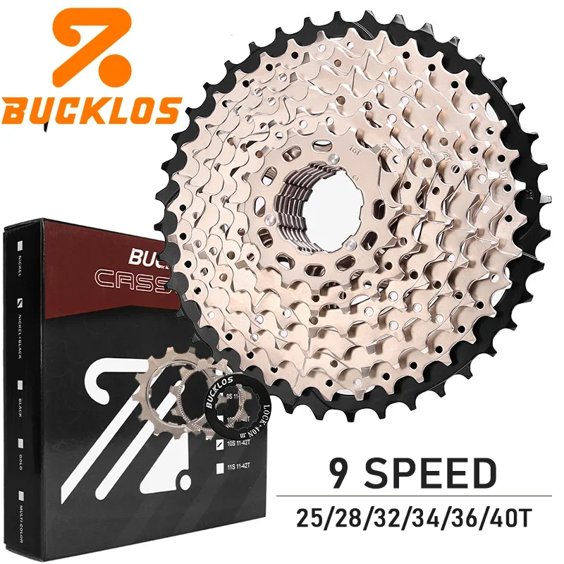 Cassetta per bicicletta BUCKLOS K7 a 9 velocità, cassetta per bici da strada e mountain bike 9V, 25T 28T 32T 34T 36T 40T, ruota libera MTB per Shimano HG