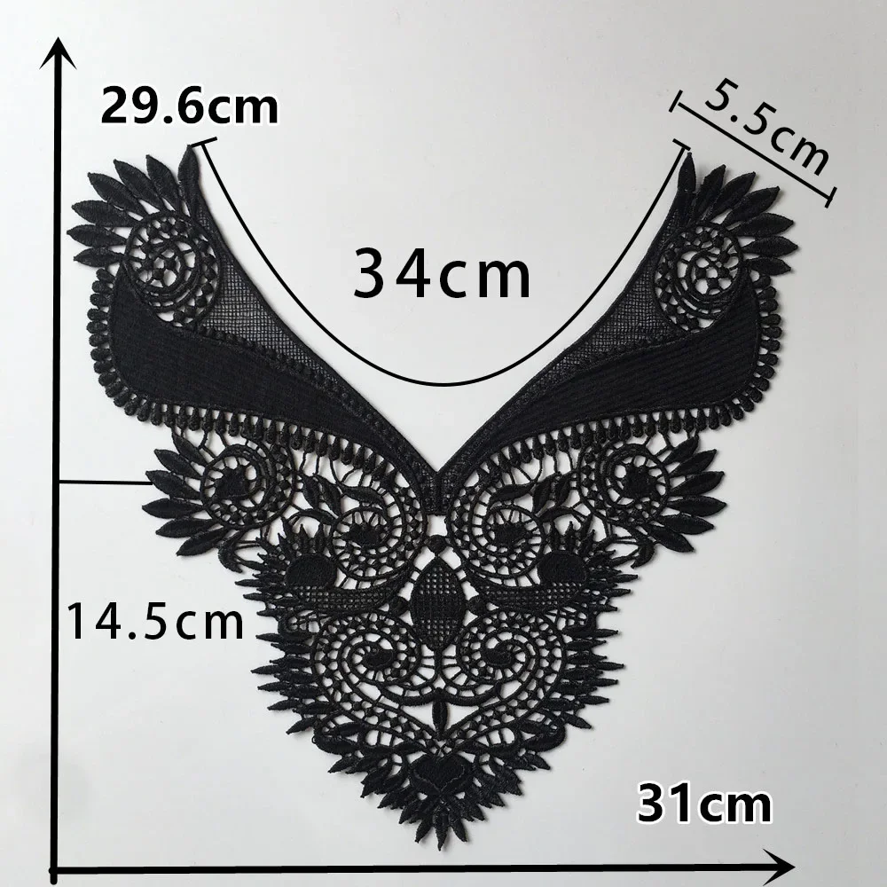 Black and white hollow polyester embroidery Wholesale sales of 1-10 piece  sewing lace DIY decorative clothing accessories