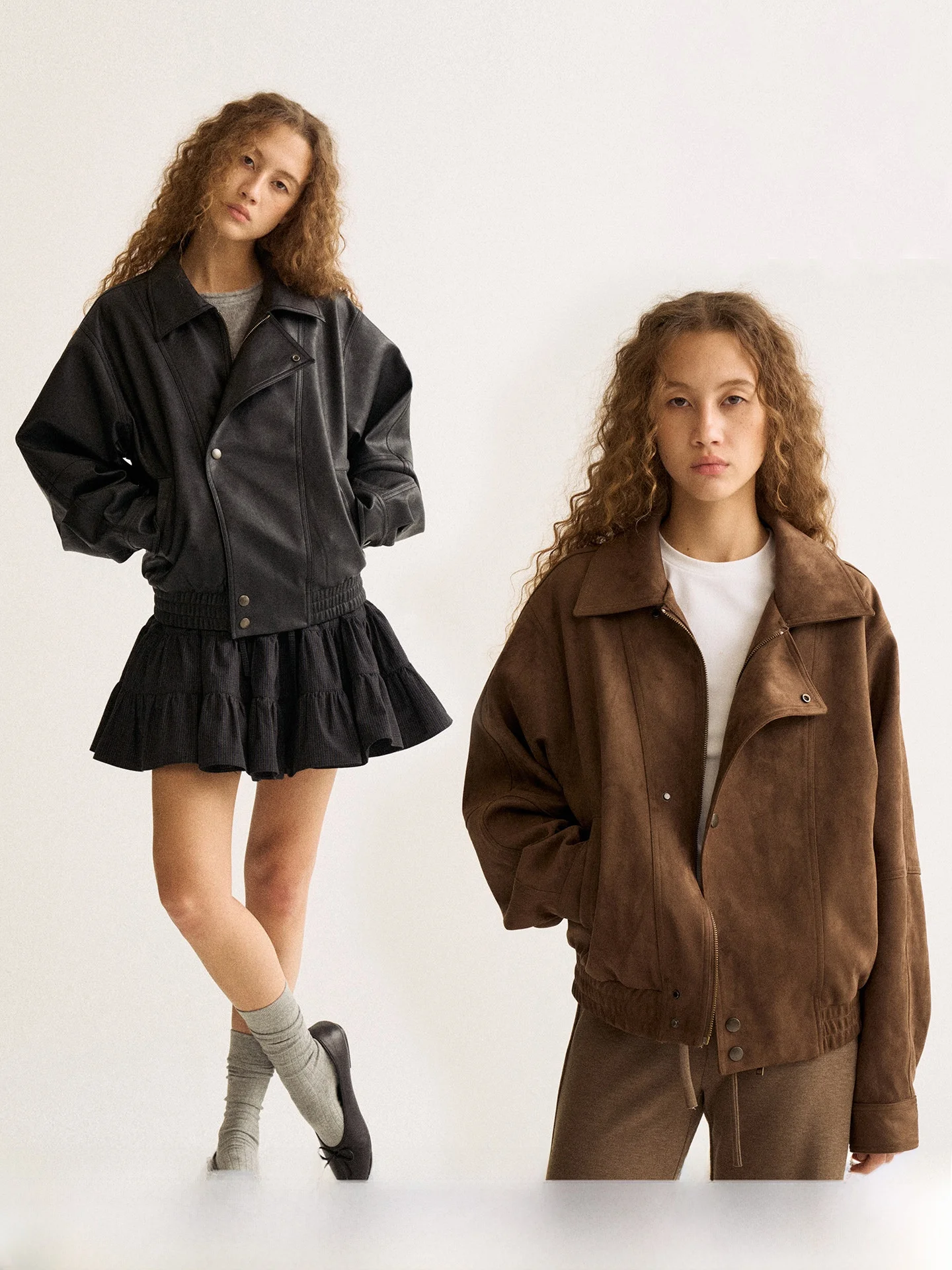 

Кожаная куртка Firstfloor Autumn Winter Vintage с текстурой под овчину, с воротником, повседневная, свободного кроя, верхняя одежда, топ, женская модная одежда