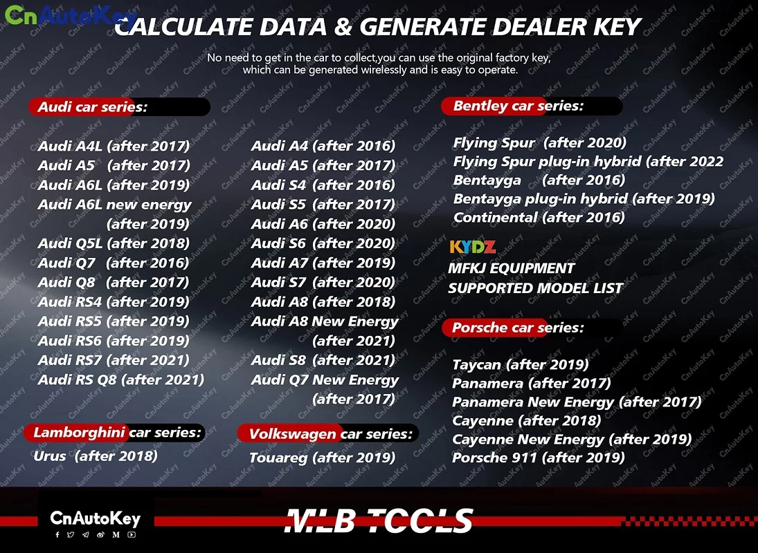 CNP189 English Version KYDZ MLB Key Programmer For 5M Chip Smart Key Calculate Date Generate dealer key