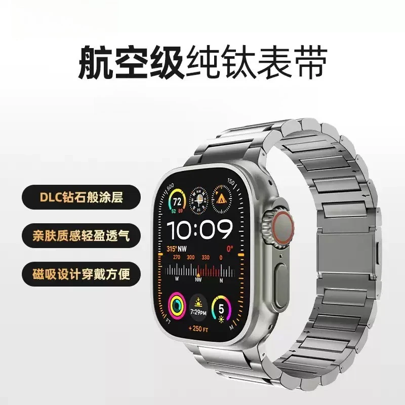 For LULULOOK Grade 4 Titanium Magnetic Band for Ultra 4/3/2 & Series 12/11/10, DLC Scratch-Resistant