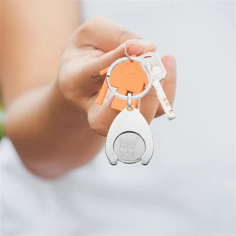 Trolley Token Key Shopping Cart Coin Ring Tokens Holder Keyring Pendant Chain Rings Quarter Metal Grocery Remover Supermarket