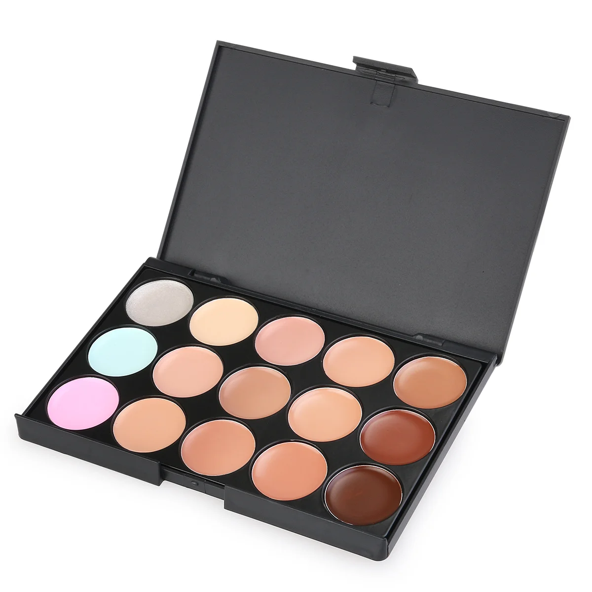 15-kleuren concealer palet hoofdborstel voor gezichtspoeder Blusher-toepassing Reisvriendelijk make-uphulpmiddel Geschikt voor iedereen