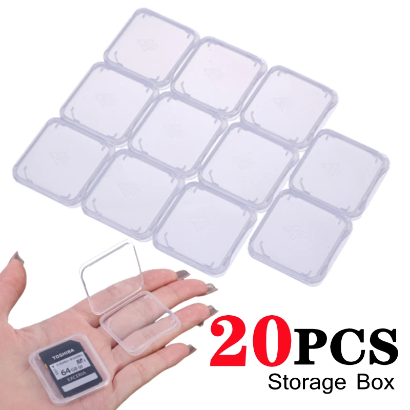 Portable Transparent Case Holder Box Anti Lost Storage Clear Standard Memory Plastic Card Case for SD SDHC TF Memory Card 2023