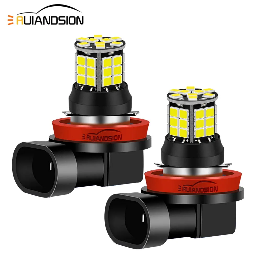 Ruiandsion H11 H7 المصباح لمبة LED أضواء الضباب مصباح إشارة السيارات كشافات النهار القيادة ضوء DRL مصباح 10-30 فولت 1000LM 2 قطعة #2