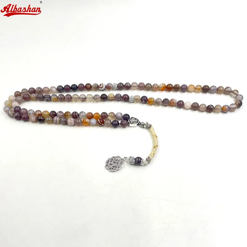 ALBASHAN Muslim Man's Bracelets Natural Botswana agates Tasbih gift Islam rosary misbaha 33 45 66 99 100beads