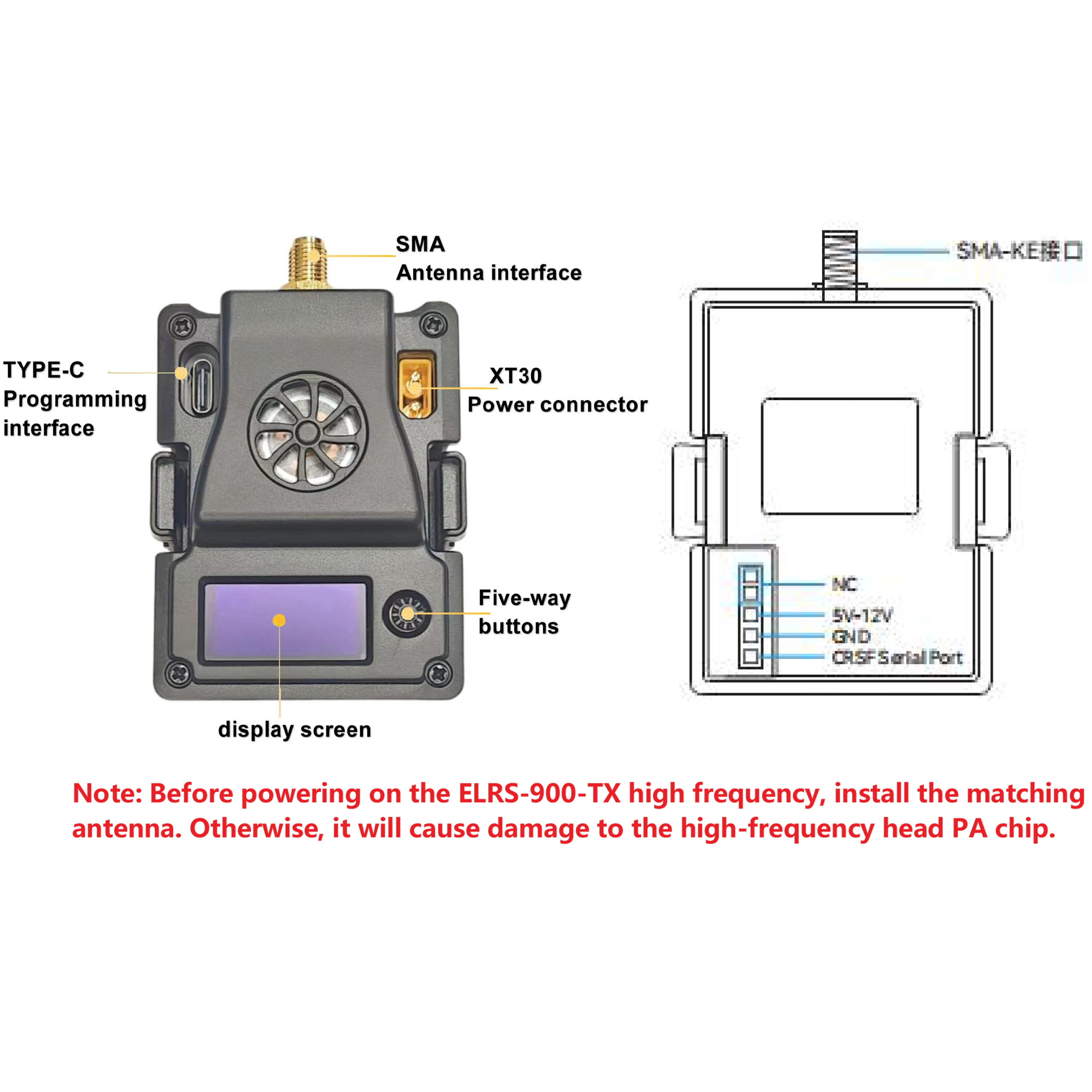 ELRS 915 MHz TX Modul Sender Kit ExpressLRS Crossfire Hochfrequenz Empfänger für FPV Quadcopter Long Range Drone DIY Teile