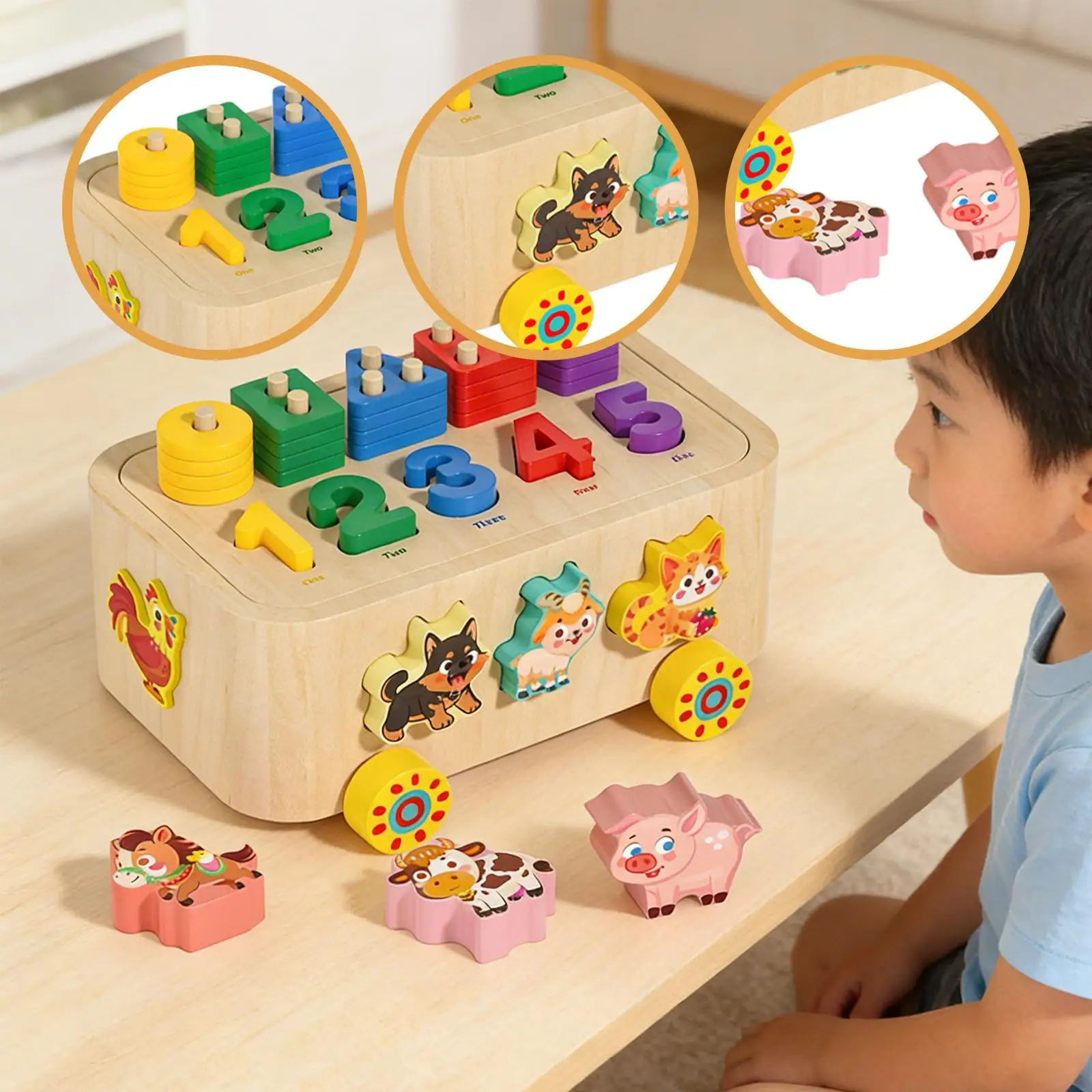 

Деревянная развивающая игрушка-сортер для детей: бусины, кубики, животные, машинки – обучающая игрушка для раннего развития