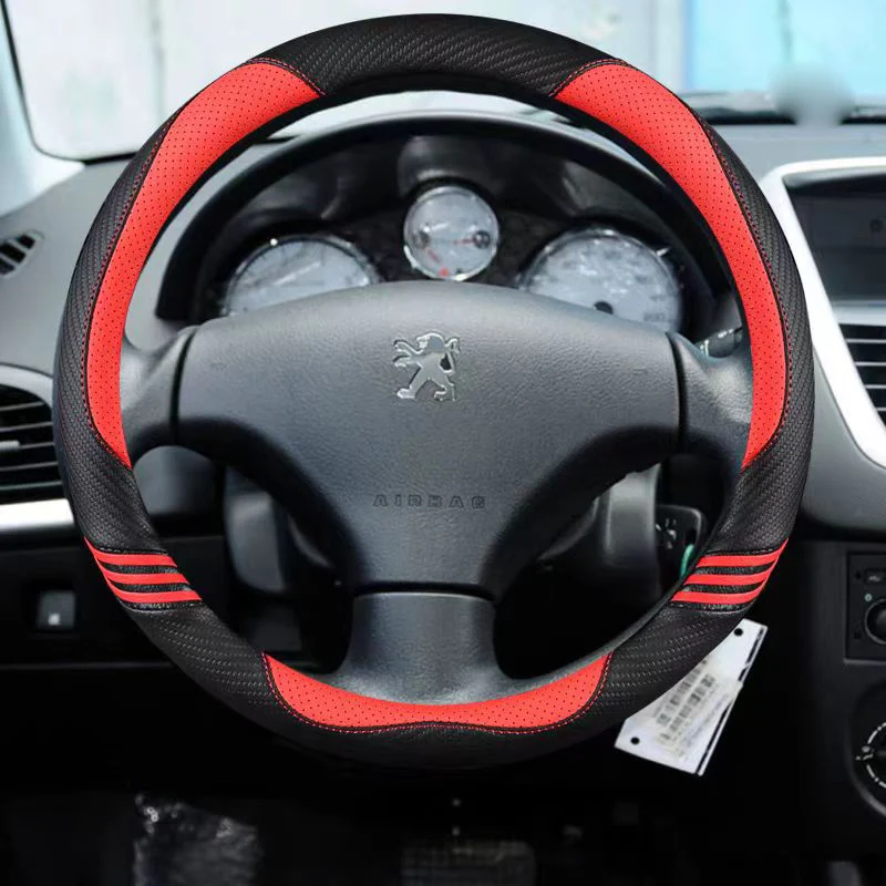 Carbon Fibre Leather Car Steering Wheel Cover For Peugeot 307 CC 2004-2009 307SW 2004-2009 407 407 SW 2004-2009 Auto Accessories