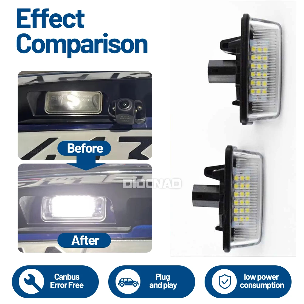 2 pçs luz da placa de licença para toyota camry avalon highlander yaris prius led canbus sem erro placa de identificação traseira acessórios da lâmpada
