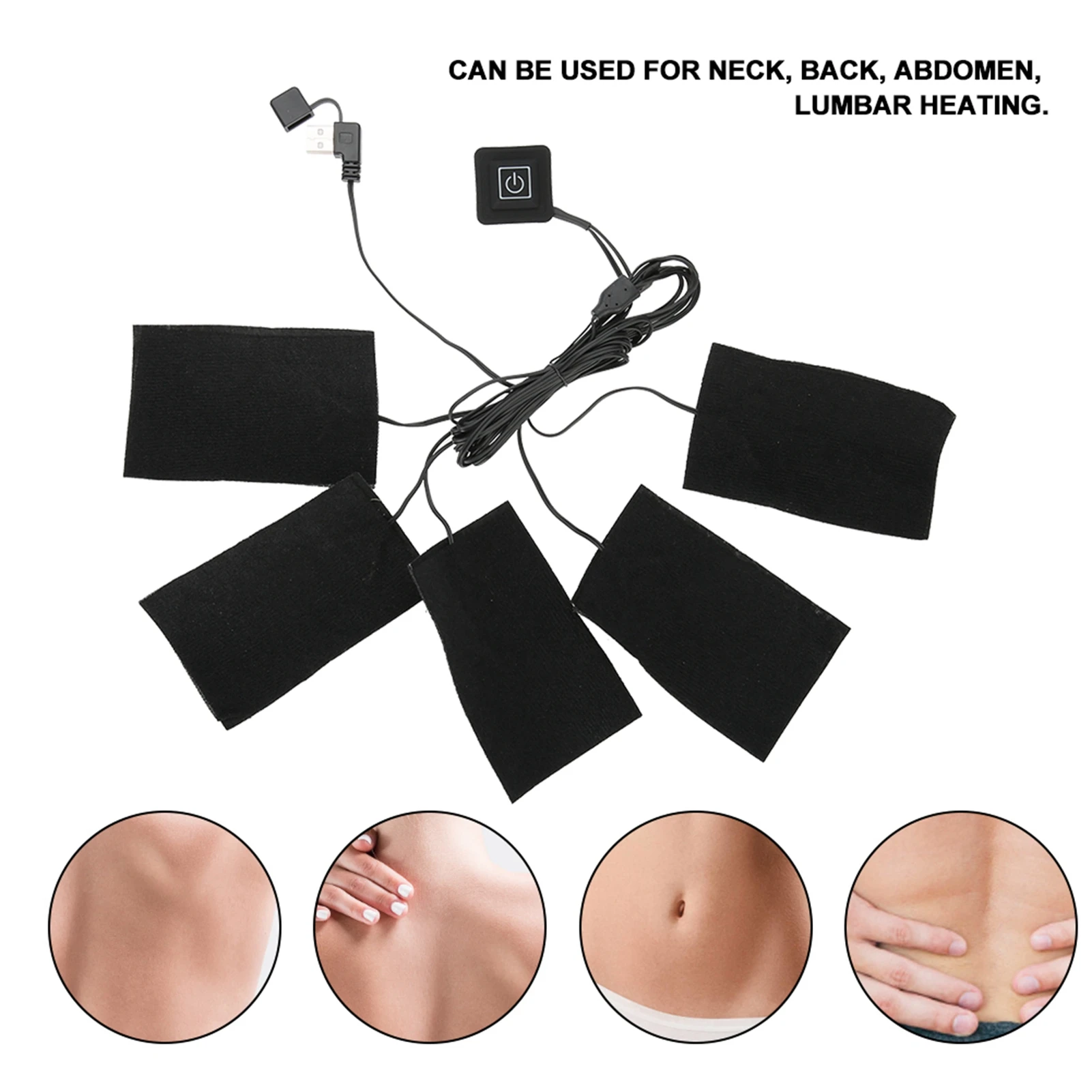 USB Cloth Heater Heating  USB Electric Clothes Five Heater Pads Heating  Adjustable Temperature Warmer Tool