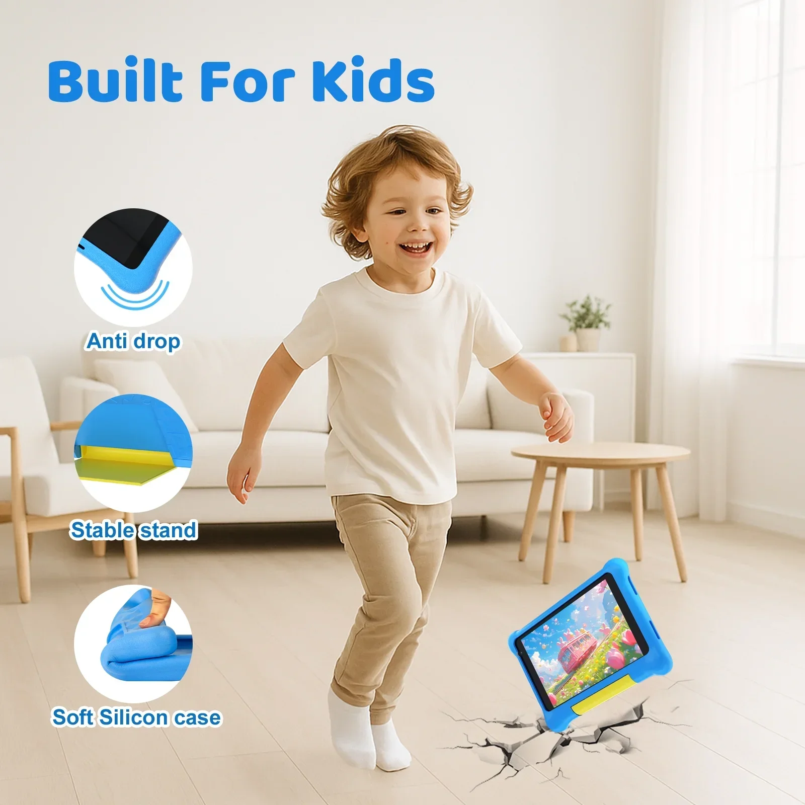 7 "Kids Learning Tablet Bundle Scrittoio Disegno Tablet Cuffie Borsa stilo Controlli parenici Android13 Quad Core 5 GB + 32 GB