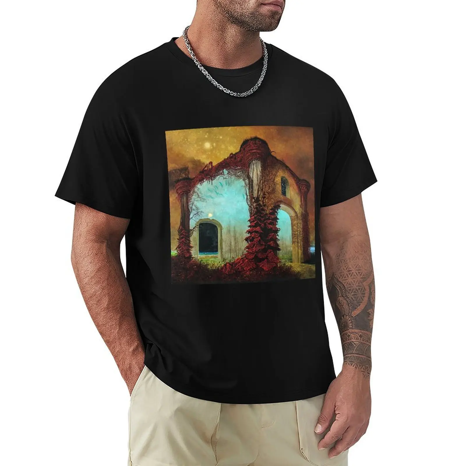 

Untitled (House), by Zdzisaw Beksiński T-Shirt street wear T-shirts oversize fashion shirts men workout shirt