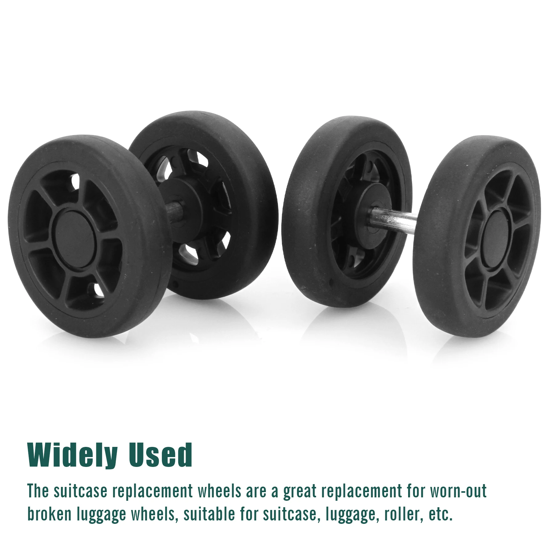 8Pcs Black Replace Wheels with Screw For Travel Luggage Suitcase Wheels 55mm Axles Repair Kit Silent Caster Wheel DIY Repair