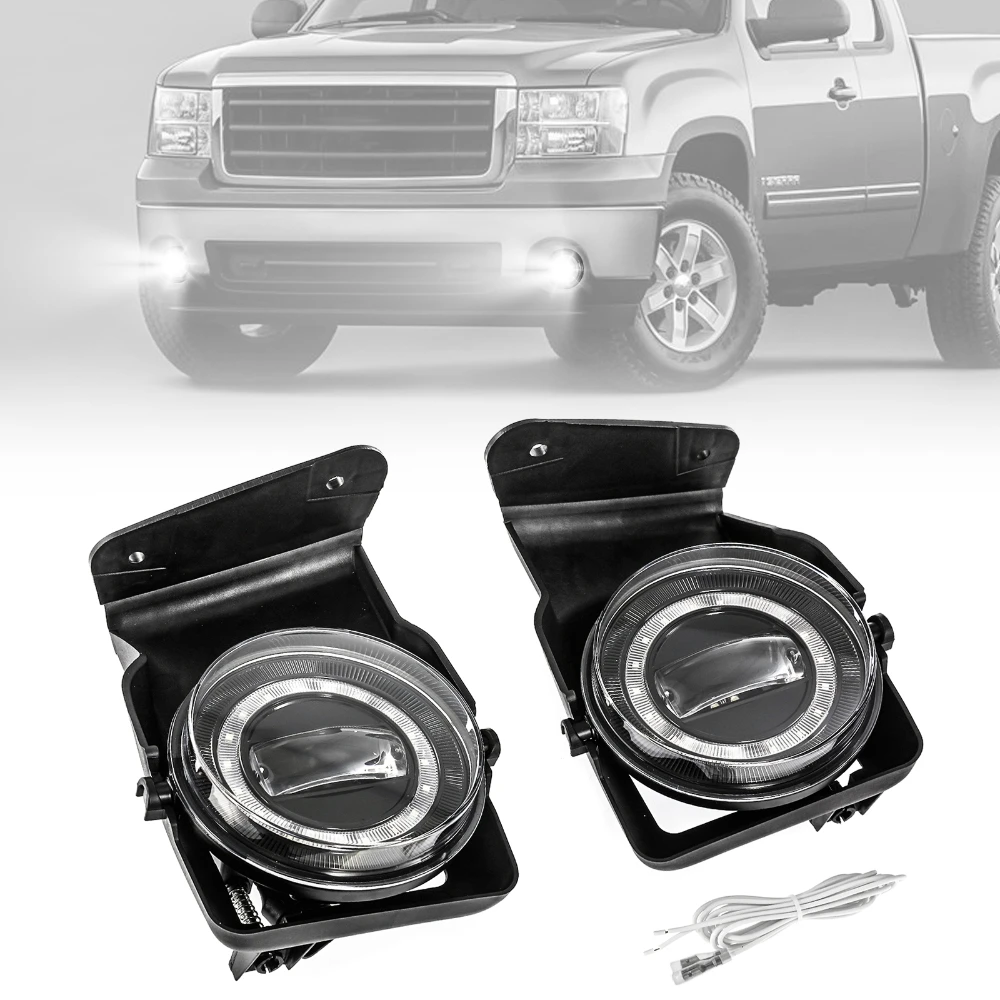 LED Fog Light Heavy Duty Pickup Front Bumper Daytime Driving Fog Lights Lamps for GMC Sierra 1500 2500 3500 2003-2006