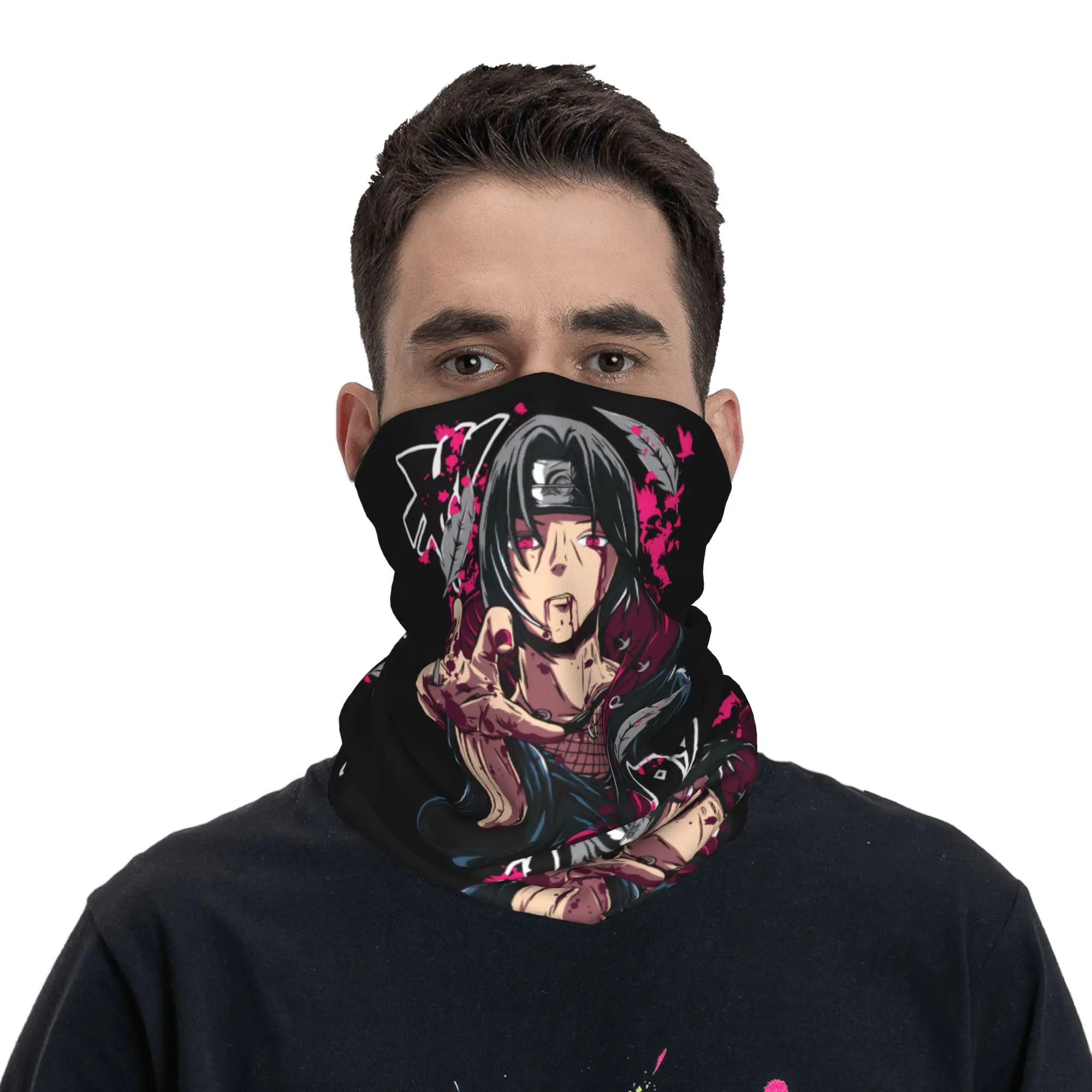 Аниме-бандана N-Naruto Itachi Uchiha, ветрозащитный шарф-маска для лица, головной убор для мужчин и женщин, балаклава-труба
