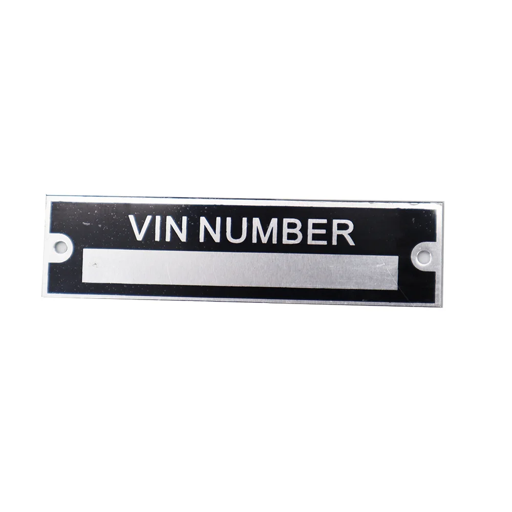 Engraved VIN PLATE Vehicle Identification Number Aluminum id Tag with custom engraving of your serial number included