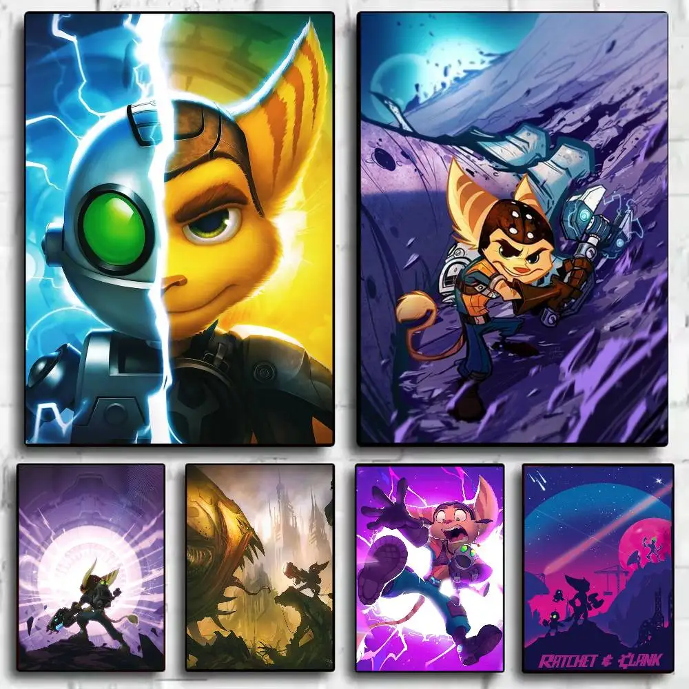 Póster artístico de ventilador de dibujos animados de trinquete N Clank, decoración HD para el hogar, pared adhesiva, impermeable, decoración estética para el hogar, sala de estar y Bar