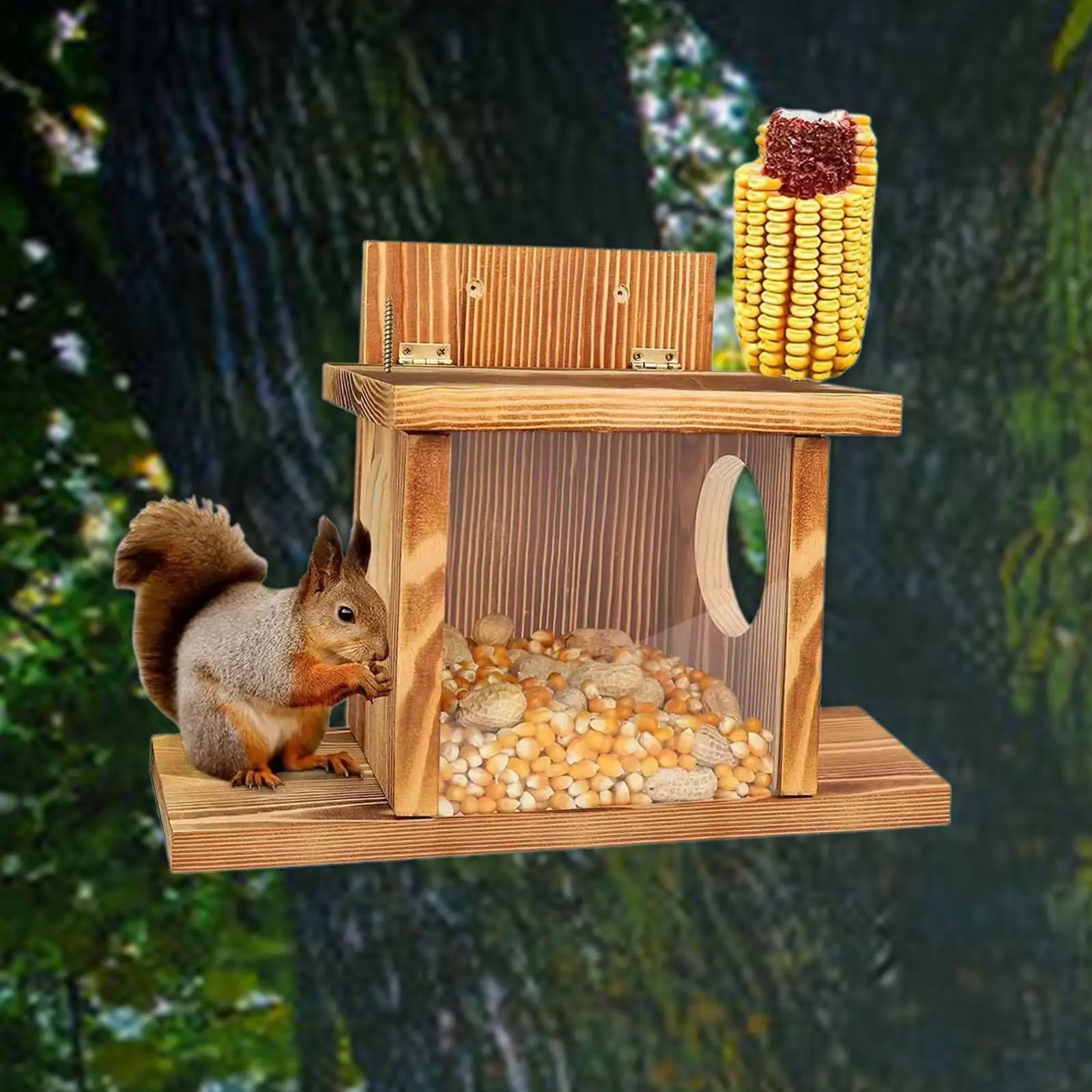 Wooden Squirrel Feeder Stable Large (No Assembly Required) Chipmunk Feeder for