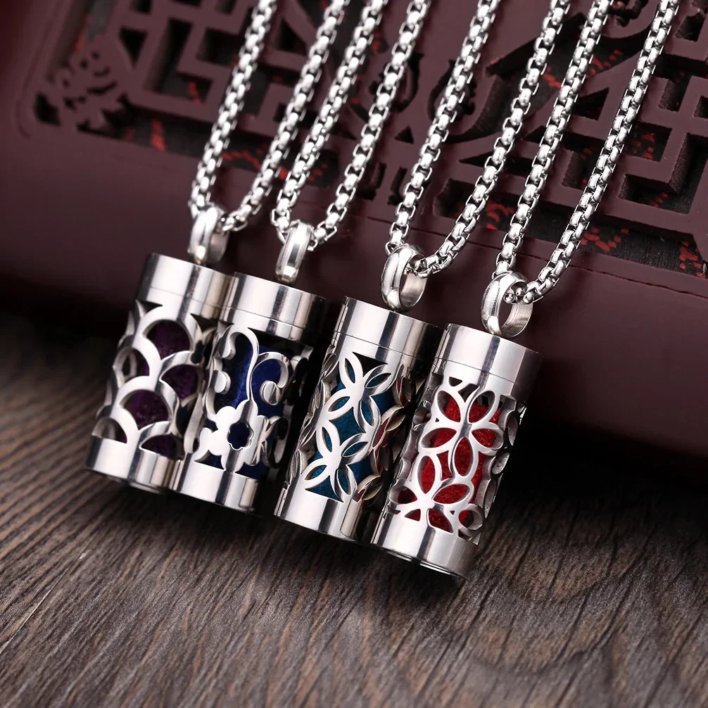 New Stainless Steel Aromatherapy Jewelry Necklaces Perfume Essential Oil Diffuser Pendant Necklace Flower Locket Aroma Necklaces