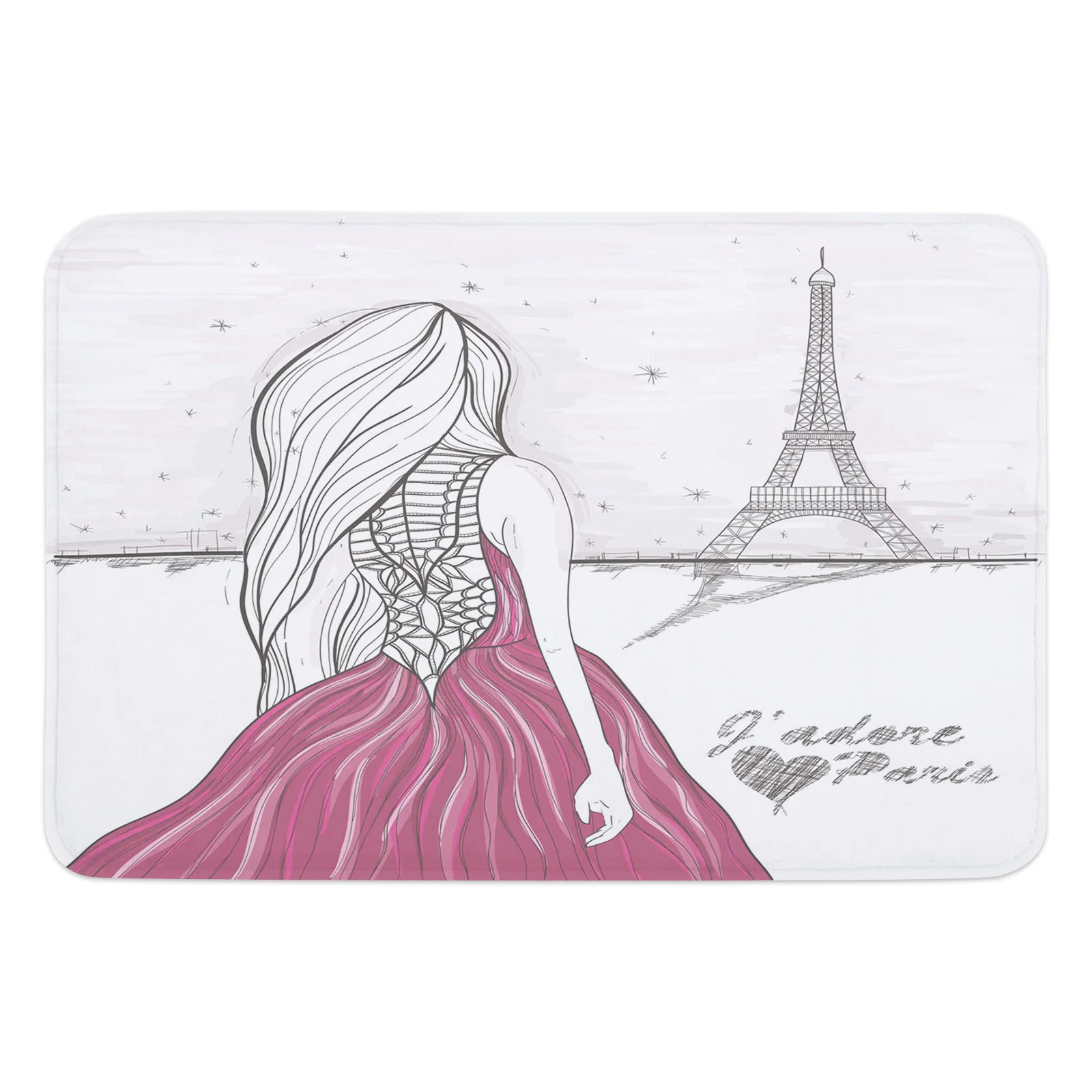 Parisian Girl Eiffel Tower Kitchen Floor Mat Living Room Decor Carpet Home Hallway Entrance Doormat Balcony Door Anti Slip Rug