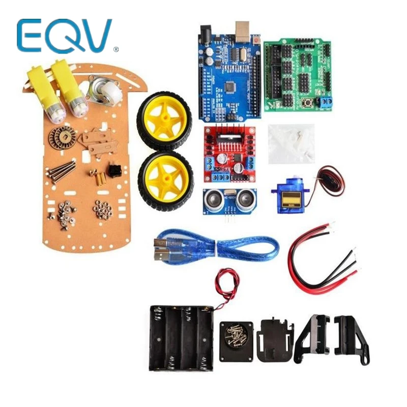 New Avoidance tracking Motor Smart Robot Car Chassis Kit Speed Encoder Battery Box 2WD Ultrasonic module For Arduino kit