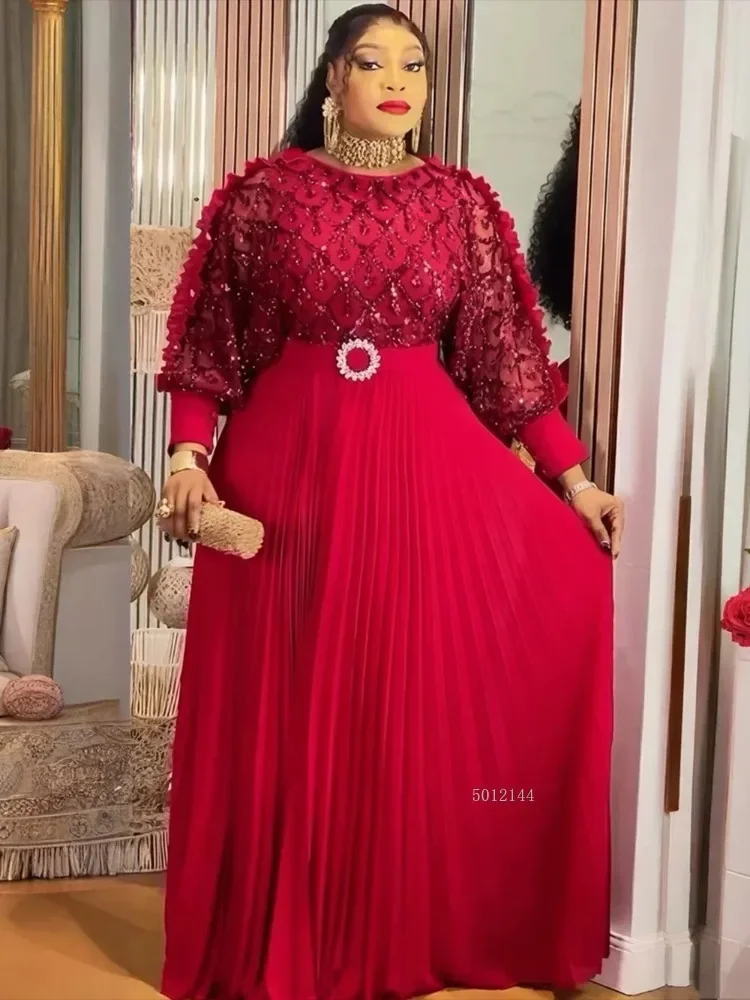 

plus Size African Party Dress Dashiki Ankara Sequin Wedding Evening Gown Elegant Muslim Maxi Long Dress for Women Fashion 2026
