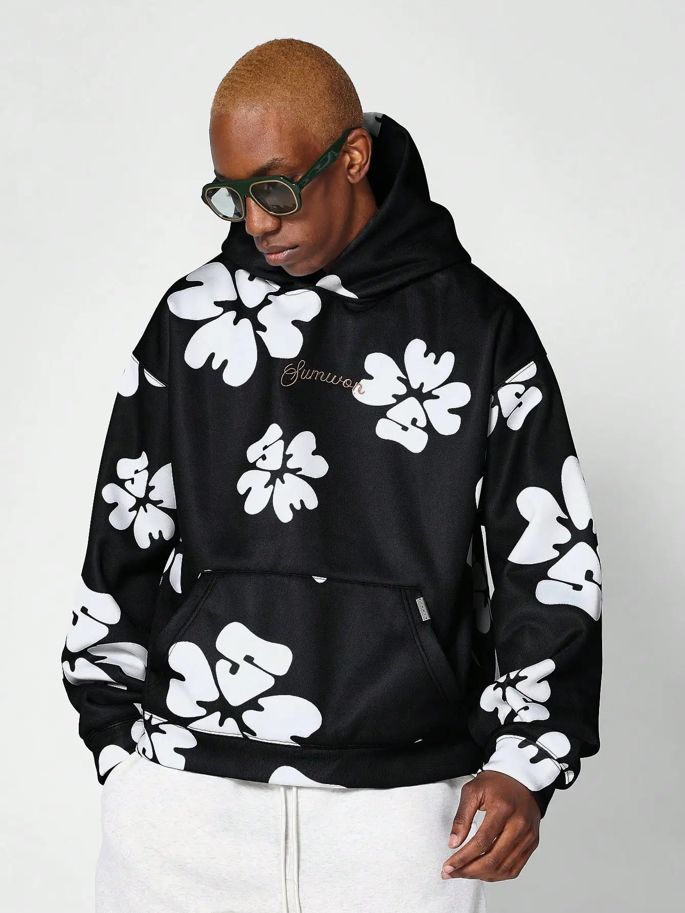 Sudadera con capucha para hombre, ropa de calle informal, cómoda, Simple, a la moda, con estampado Floral