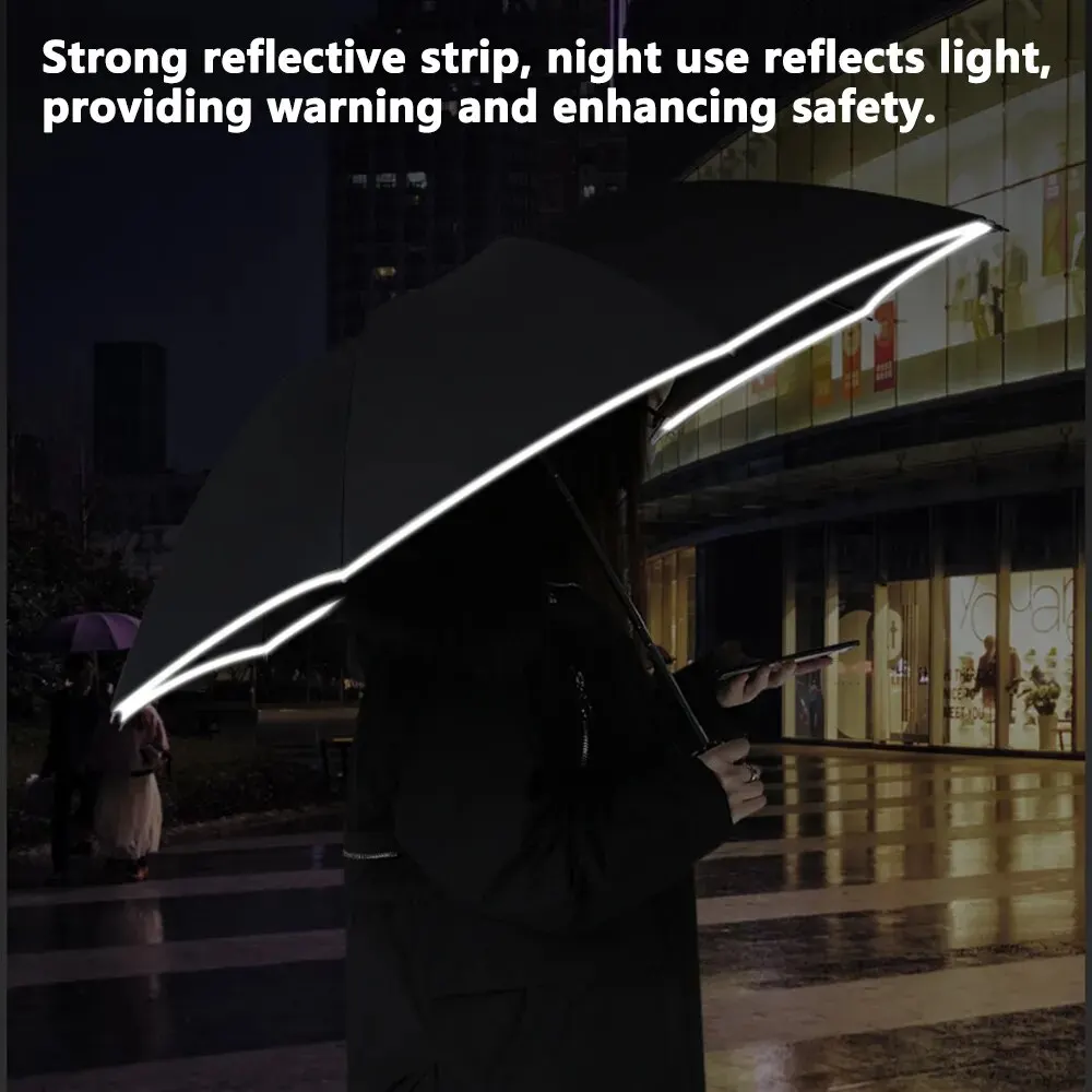 Fully Automatic Sun Protection Umbrella Folding Waterproof Umbrella LED Flashlight 10Ribs UV Sunshade Rainproof Wind Resistance