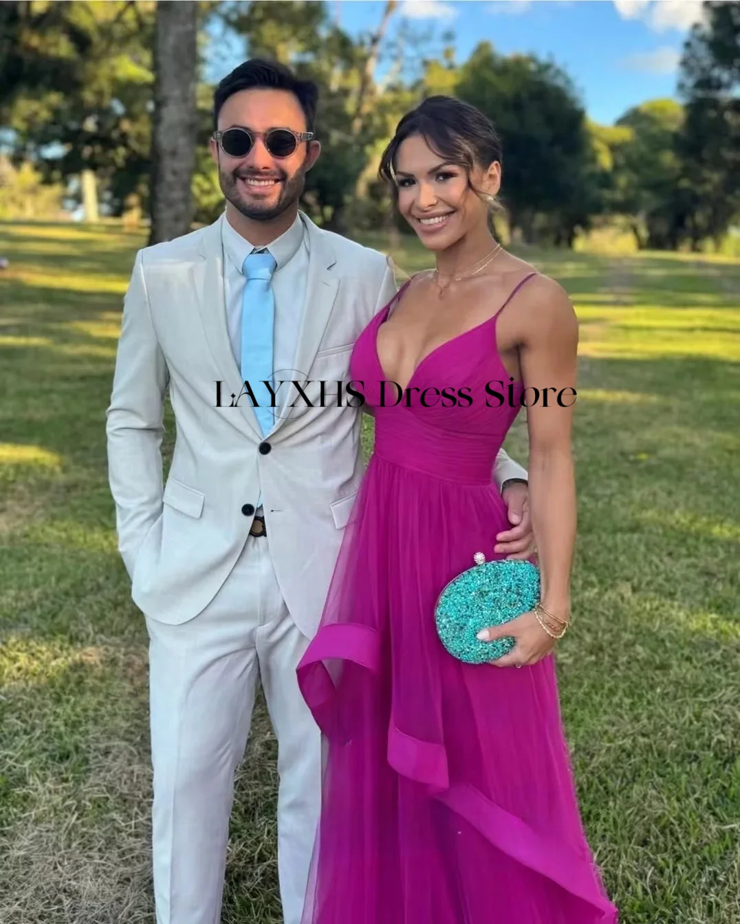 Eleganckie saudyjskie suknie wieczorowe z dekoltem w serek, na ramiączkach spaghetti, z organzy, warstwowe suknie ślubne, linia A, suknie balowe w stylu Dubai, szyte na miarę.