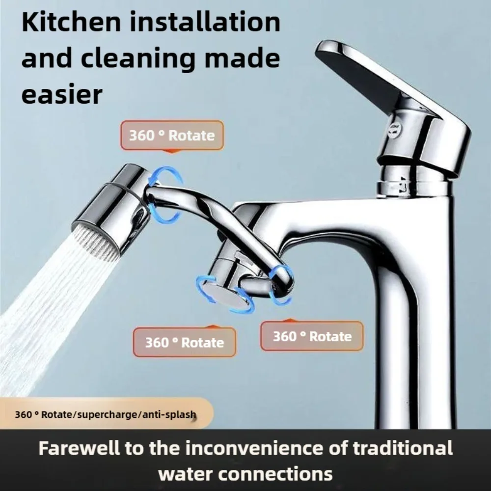 Extensor de grifo de agua, brazo mecánico, rotación multidireccional, extensión de grifo, brazo oscilante antisalpicaduras para lavabo